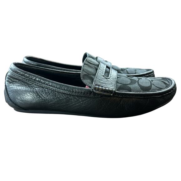 Coach Liam Driver Loafers Black Signature Jacquard Logo Print Coach Slide Sz 8.5 - Picture 10 of 16